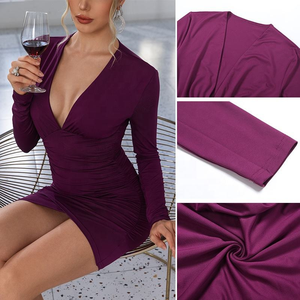 Robe personnalisée avec logo, robes de soirée pour femmes, taille haute, élégante, sexy, col en V profond, jupe courte, nouvelle robe unie antistatique pour femmes - Product Image 6