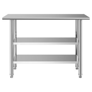 24x48 Inch Stainless Steel Commercial <b>Kitchen</b> Workstation Heavy Duty Metal Sink with 2 <b>Shelves</b> Food Prep Table Utility Features - Product Image 1
