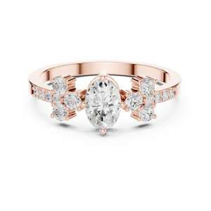 Anillo de Compromiso Vintage con Diamantes Marquise en Oro Rosa de 18k con Banda Pavé, Elegante Joyería Nupcial con Inspiración Floral - Product Image 1