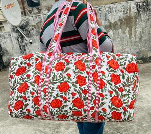 Women's Large Duffel/Weekender Bags <b>Rope</b> Handle Cotton Printed Quilted Overnight Bag Unique Gifts Boho Cotton Gym Shopper - Product Image 3