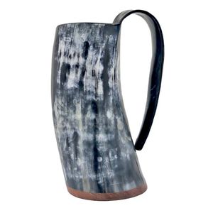 Mug rustique vintage en corne de buffle avec poignée, tasse à bière faite à la main, couleur naturelle, ensemble de tasses en verre - Product Image 4