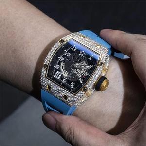 Iced VVS Moissanite <b>Diamond</b> Business Sport Fashion Quartz Movement Stainless Steel Case Silicone Coin <b>Watch</b> 20mm Width Wedding - Product Image 5