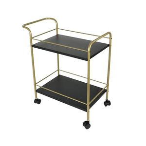 Chariot utilitaire minimaliste à double niveau avec roulettes pour le rangement des boissons et des aliments dans la cuisine - Product Image 3