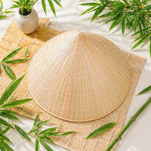 Eco Friendly Vietnamese <b>Sombrero</b> Handwoven Straw Bamboo Adjustable Checked Unisex for Summer Beach Travel Apparel Home Wall - Product Image 1