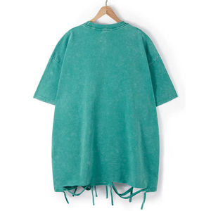 Wholesale Oversized <b>Acid</b> Washed 100% Cotton Men T-Shirt Vintage Graphic Print Distressed Hem <b>Drop</b> Shoulder Street Tee OEM Bulk - Product Image 3