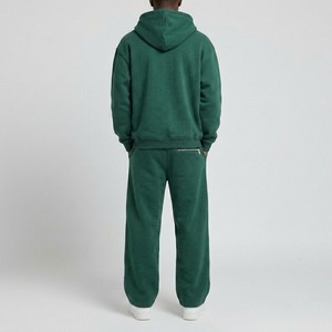 Ensemble de survêtement premium pour homme, vert, à capuche, avec sweat-shirt zippé et pantalon de survêtement large en molleton de coton, coupe décontractée, collection automne - Product Image 6