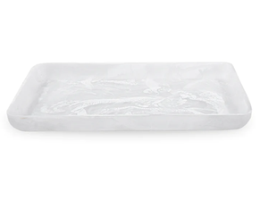 Plateau de service rectangulaire moderne en résine acrylique blanche, fait main, de qualité alimentaire, compatible lave-vaisselle, pour fruits, desserts et fêtes - Product Image 4