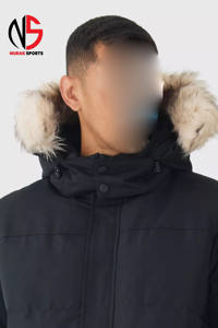 Blouson matelassé à capuche très demandé avec bordure en fausse fourrure amovible, noir, coupe-vent, chaud, pour homme, hiver, poches latérales 2026 - Product Image 3