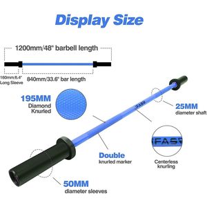 Blu per Olympic 4Ft solido cromo barra di sollevamento pesi 400 libbre capacità di allenamento per la forza palestra da casa Squat da 2 pollici - Product Image 4