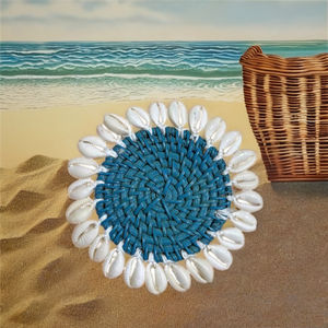 Meilleures ventes de dessous de verre en rotin rond en osier fabriqué à la main ODM Vaisselle avec motif floral pour les fêtes de coquillages Vente en gros Viet Nam - Product Image 1