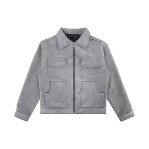 Nouvelle veste de travail multi-poches de haute qualité 2026 pour hommes, style streetwear, personnalisable, en cuir, zippée, coupe ample, automne/hiver, vente en gros - Product Image 1