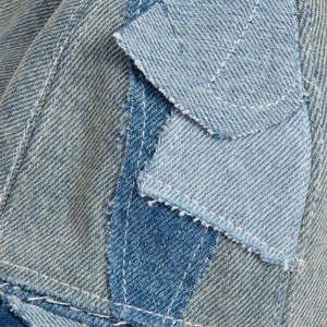Unisex Distressed Denim Baseball Cap with Embroidery Punk Style 6-Panel Hat Fitted Closure Common 100% Cotton - Product Image 4
