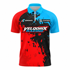 Polo à col zippé personnalisé pour équipe de drag racing, unisexe, séchage rapide, uniforme de sport automobile de descente, grande taille, OEM - Product Image 1