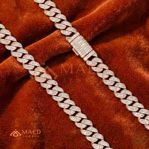 Luxury Moissanite Cuban Link <b>Chain</b> Necklace Rose Gold Tone Baguette <b>Iced</b> <b>Out</b> Hip Hop Necklace Women Men Gift - Product Image 3