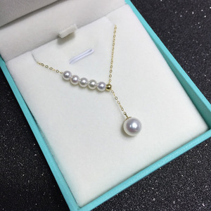 Collier de perles d'eau douce 7-9 mm, chaîne de clavicule, chaîne en Y, chaîne à perles simples, chaîne à perles multiples, cercle lisse, miroir, produit unique - Product Image 2