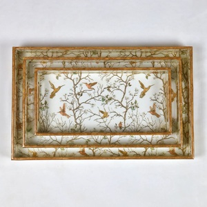 Bandejas Rectangulares Brillantes para Servir al por Mayor, Platos Decorativos de Lujo con Estampado de Colibríes y Botánicos para Uso Doméstico y Pedidos al por Mayor - Product Image 5