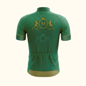 Ensemble de maillot de cyclisme pour homme, vert, logo doré imprimé, polyester respirant, kit de vélo de route, design personnalisé pour adulte - Product Image 4