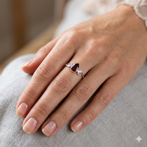 Natural <b>Garnet</b> Dainty <b>Ring</b> 925 Sterling <b>Silver</b> Natural <b>Garnet</b> <b>Ring</b> Set Classic Style January Birthstone Anniversary Gift - Product Image 4