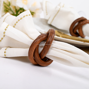 Ensemble d'anneaux à serviettes en métal entrelacés pour la décoration de table de banquet de mariage - Product Image 2