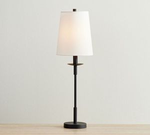 Lampe de table en métal noir KS International, abat-jour en tissu, fabrication artisanale, écologique, durable, moderne, chambre à coucher, salon, décoration de la maison - Product Image 3