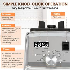 Mixeurs de cuisine avec une grande capacité de 88 oz, puissance maximale de 2200 W/1800 W avec 5 fonctions, mixeur de comptoir professionnel sans BPA - Product Image 3