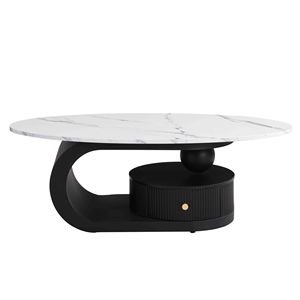 Set di 2 Tavolini da Caffè Moderni, Ovali e Rotondi, per Soggiorno - Product Image 6