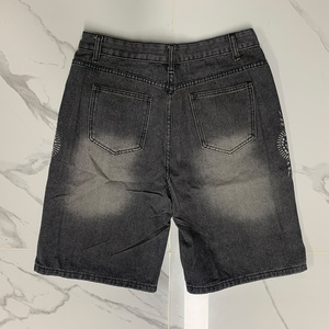 Pantalones Cortos de Mezclilla para Hombre, Estilo Urbano, de Mezclilla Pesada, con Pedrería y Cristales, Estilo Vintage, Holgados - Product Image 3