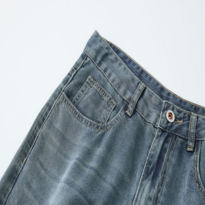 Jeans de Hombre de Pierna Recta, Corte Regular, Color Azul Claro Lavado, Diseño a Cuadros, 100% Algodón, Secado Rápido, Transpirables, Última Tendencia - Product Image 4