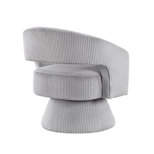 Poltrona Girevole Moderna e Lussuosa in Legno Massello con Seduta Morbida in Velluto a Coste, Elegante Grigio per Soggiorno - Product Image 5