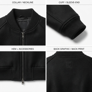 Chaqueta de mezclilla raglán de lana gruesa personalizada para hombre, estilo streetwear negro con bandera americana, reversible MA-1, con cremallera, OEM - Product Image 4
