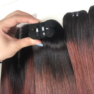 Extensiones de cabello humano virgen vietnamita de trama doble recta de hueso sedoso de Color marrón degradado cutícula completa - Product Image 2