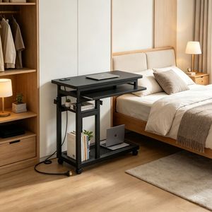 Tavolo Mobile Regolabile con Ruote e Blocco per Scrivanie da Ufficio e Computer - Product Image 1