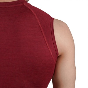 <b>Men's</b> Maroon Sleeveless <b>Compression</b> Tank Top O-Neck Moisture Wicking Breathable Quick Dry Sporty Fit Knitted Spandex Polyester - Product Image 5
