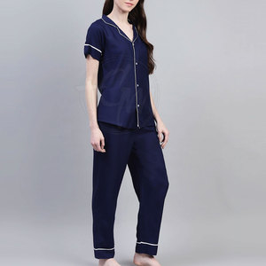 Modern Women Night <b>Suits</b> Printed <b>Pajama</b> Set With Soft Fabric Top And Matching Bottom For Everyday Sleepwear - Product Image 3