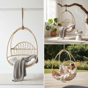 Latest Collection Eco-friendly Rustic Rattan <b>Hanging</b> Chair Outdoor Luxury Rattan <b>Hanging</b> Chair with Cushion For Outdoor Use - Product Image 2