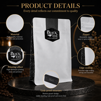 Petite commande 100 pièces MOQ, sac plat à fond plat avec logo personnalisé imprimé, blanc mat, 8 soudures latérales, conception gratuite, pochette d'emballage pour café