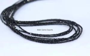 Perles rondes fantaisie en moissanite noire de 2 mm, coupe facettée AAA, bracelet en perles de moissanite noire, Mahi Gems & Exports - Product Image 2