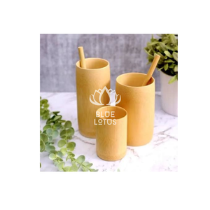NUEVO Vaso Ecológico de Bambú, Reutilizable, Diseño Vintage de Loto Azul, 250-500 ml, para Viajes, Cafeterías, Restaurantes, Hoteles y Hogar - Product Image 1