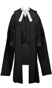 Men's Black Polyester <b>Waterproof</b> Plus Size Legal Robe White Collar Three-Button Vest Formal Court Attire <b>Work</b> Fashion Uniform - Product Image 4