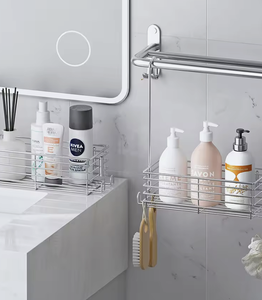 OEM/ODM Vietnam Bathroom Hanging Basket <b>Storage</b> Rack Metal Wire No Drilling <b>Shower</b> Shelf for Shampoo Gel and Toiletries - Product Image 4