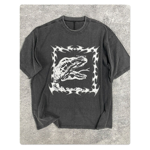 Camiseta de Manga Corta para Hombre, Cuello Redondo, Corte Holgado, 300g, 100% Algodón, Tejido Jersey Informal, Transpirable, Rojo, Blanco, Gris - Product Image 5