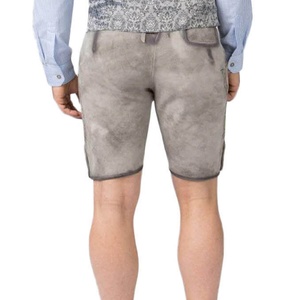 Shorts bavarois en cuir gris pour homme, qualité supérieure, taille mi-haute, brodés, coupe décontractée, style boutonnage. - Product Image 2