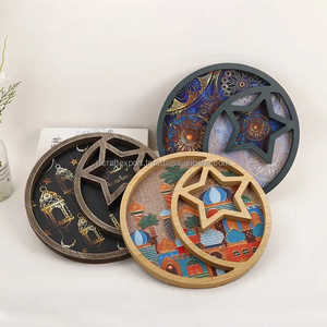 RFCrafts alta calidad Eid Mubarak Ramadan decoraciones de mesa oro blanco madera estrella Luna Bandejas para servir bodas festivales - Product Image 5