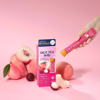 LINGTEA Dot Tea Jelly saveur pêche et litchi 20g*10 avec probiotiques et vitamines, sans sucre ajouté, sans gras, faible en calories (27 kcal), coréen