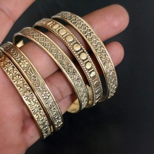 Best Quality Floral Design FD-02 Vintage Women's 14K <b>Gold</b> <b>Plated</b> Brass <b>Bangle</b> IGI Certified Party Fashion Jewelry 2026 - Product Image 1