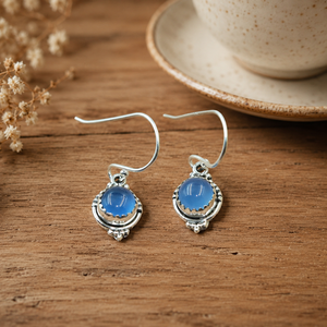 Blue Chalcedony Earrings Natural Blue Chalcedony Jewelry 925 Sterling Silver Earrings Rose Gold Yellow Gold Plated earring her - Product Image 1