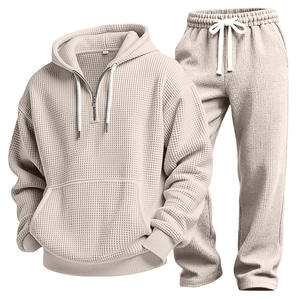 Conjunto Deportivo Extra Grande para Hombre con Textura de Waffle - Sudadera con Capucha y Pantalones Deportivos para Ropa Urbana - Product Image 5