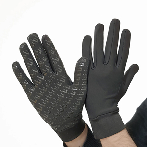 Black Full Finger <b>Gloves</b> Cotton Polyester Elastic Wrist Length <b>Touchscreen</b> Winter Plain Style - Product Image 6