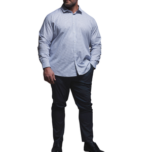 Camisa de algodón abotonada sólida con estampado de manga larga de corte regular para hombre de talla grande Casual Formal Color personalizado muestra gratuita al por mayor - Product Image 1