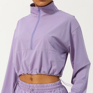 Conjunto de Chaqueta Corta y Pantalones Cortos de Alta Calidad para Mujer, 2 Piezas, Sólido, Transpirable, Ecológico, Cortavientos, con Cremallera, Talla Grande - Product Image 1